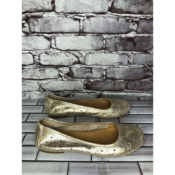 Kork Ease Metallic Gold Leather Perforated Ballet Flats Shoes Women Sz 11M US/43 - Picture 5 of 16
